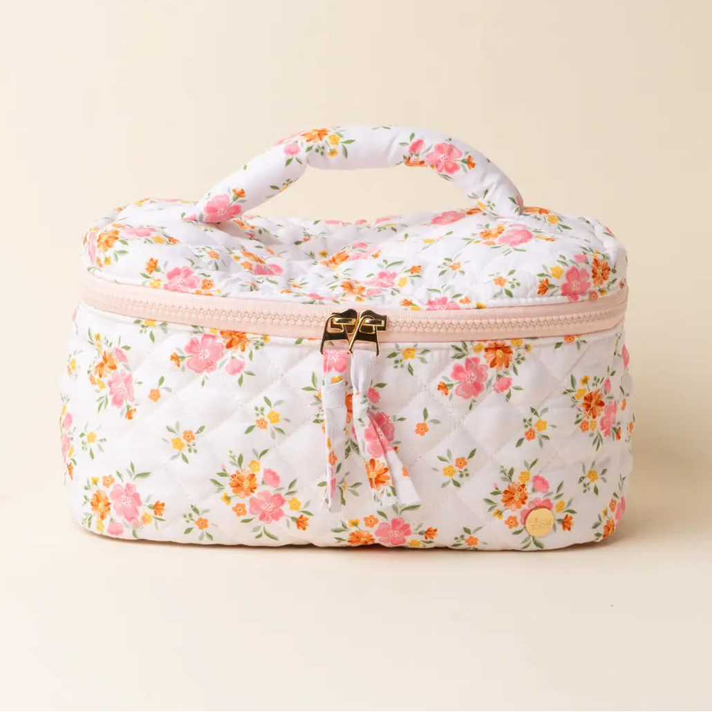 Floral Quilted Cosmetic Bag