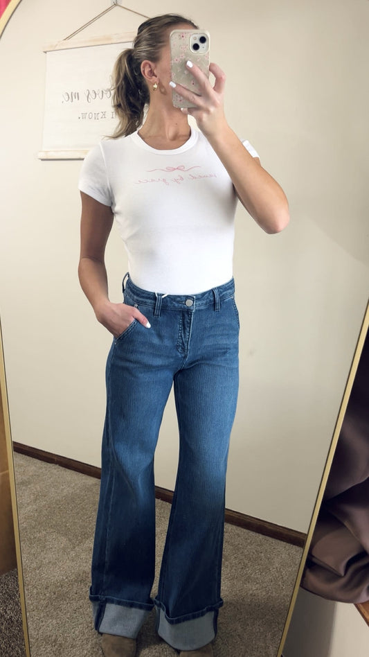 'Saved By Grace' Fitted Crop Tee