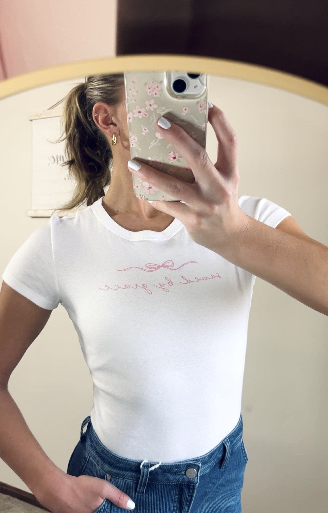 'Saved By Grace' Fitted Crop Tee