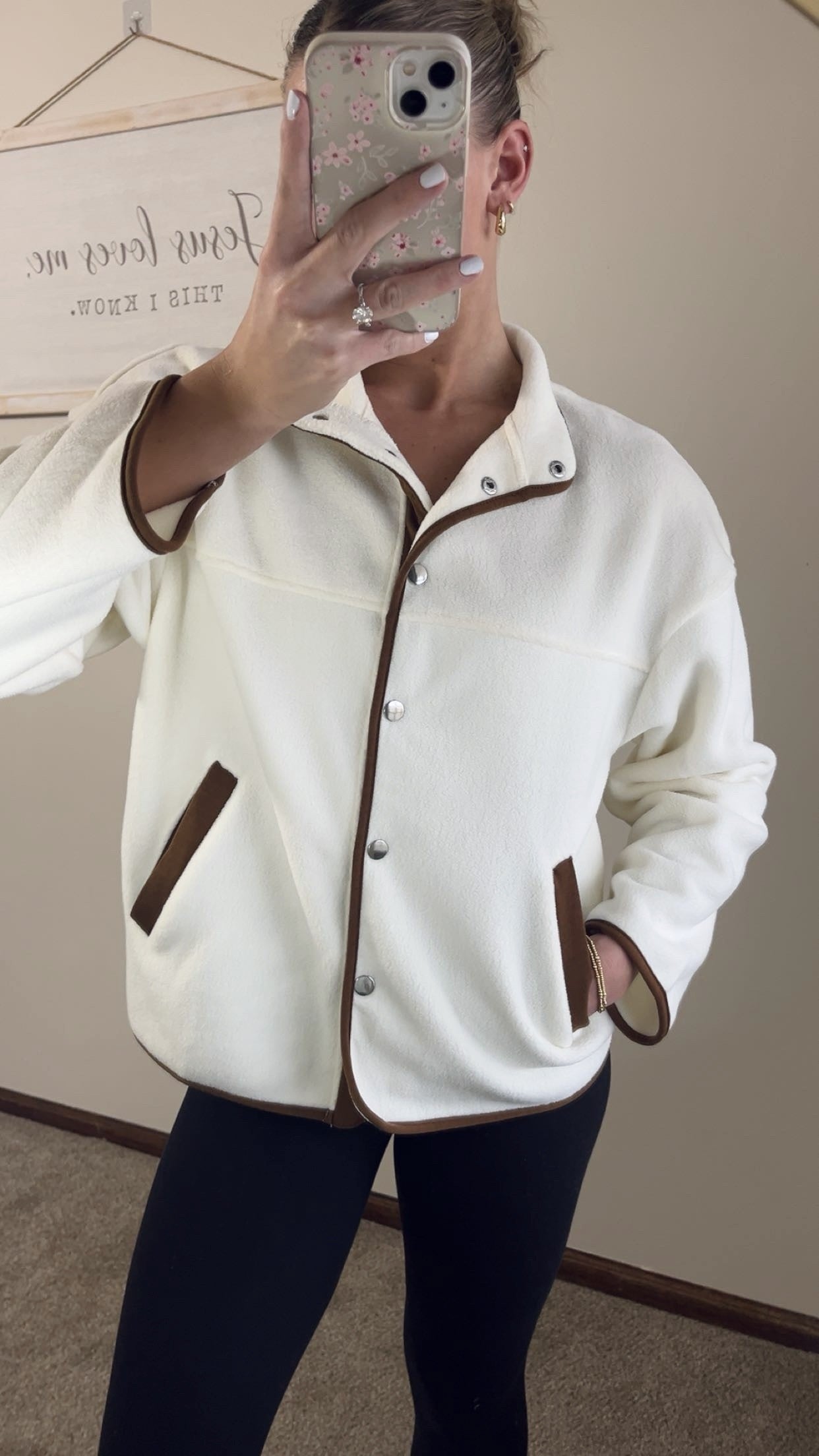 Stand Collar Button Fleece Jacket