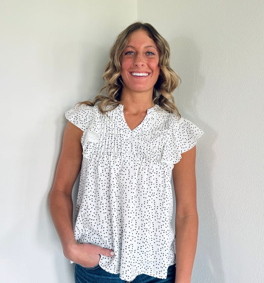 V-Neck Polka Dot Blouse