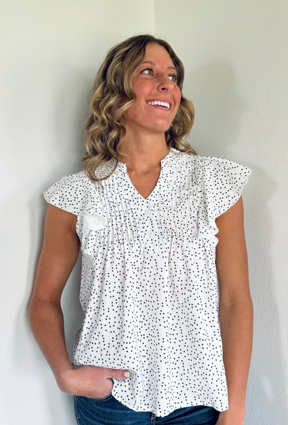 V-Neck Polka Dot Blouse