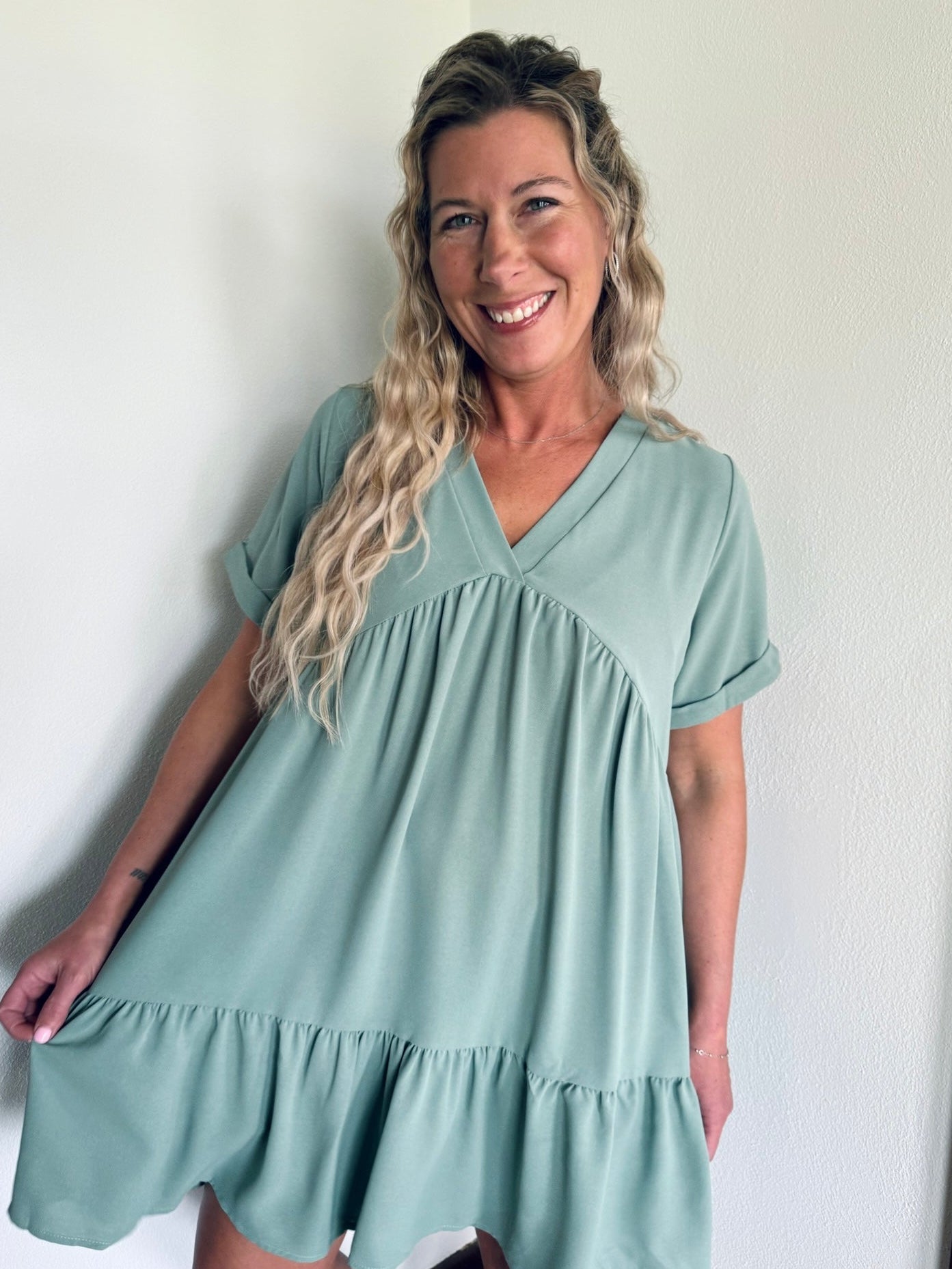 V-Neck Dress Sage