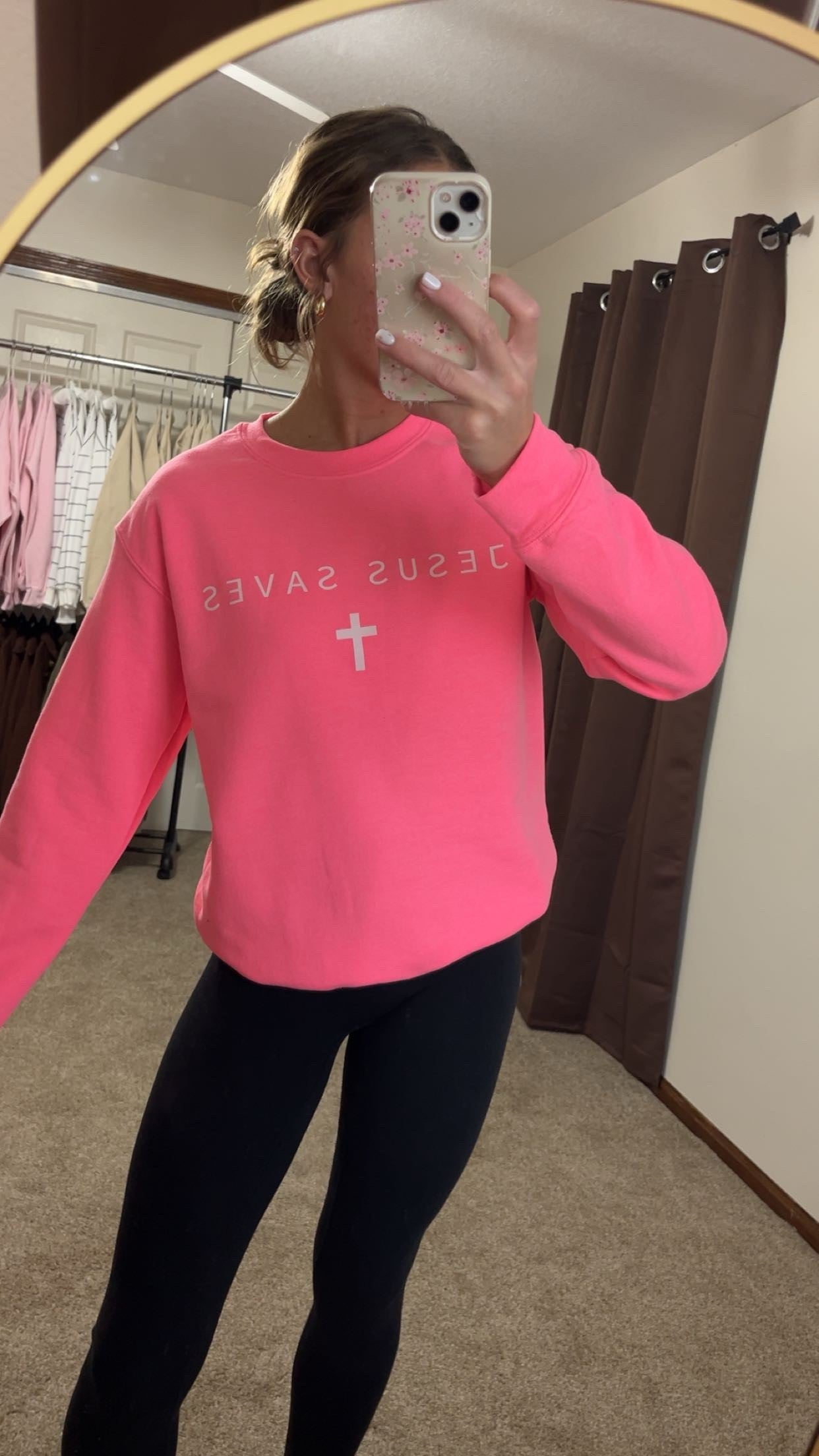 Jesus Saves Sweatshirt- Neon Pink