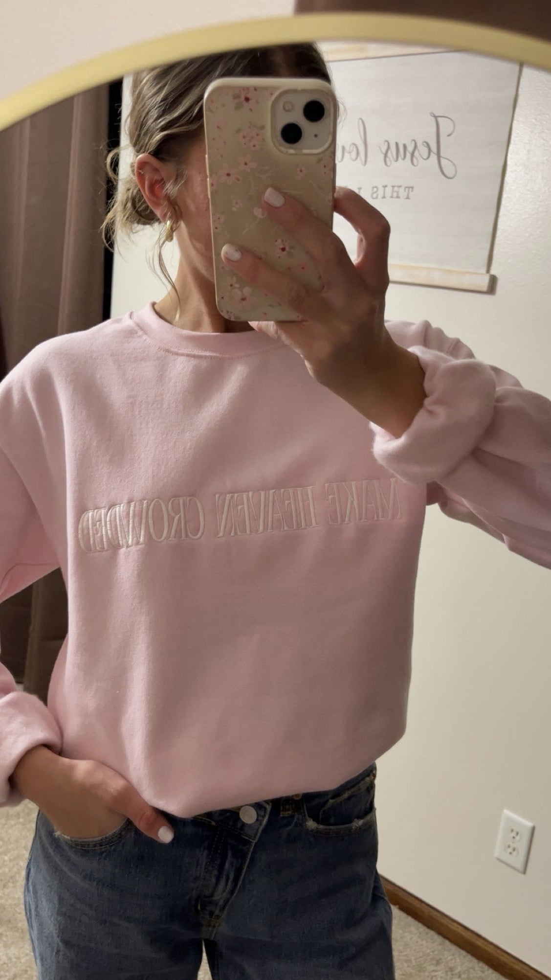Make Heaven Crowded Sweatshirt- Light pink