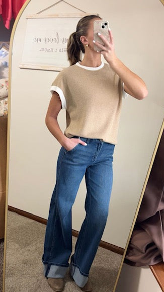 Khaki Short Sleeve Top