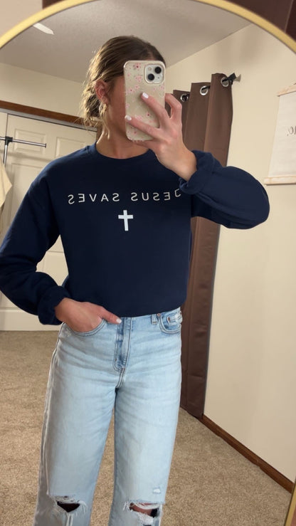 Jesus Saves Sweatshirt- Navy