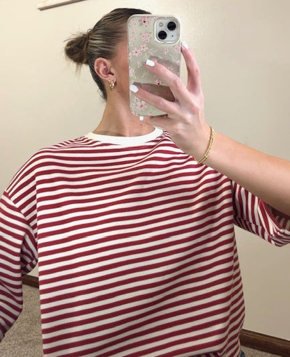 Red Stripe Bowknot Cutout Back