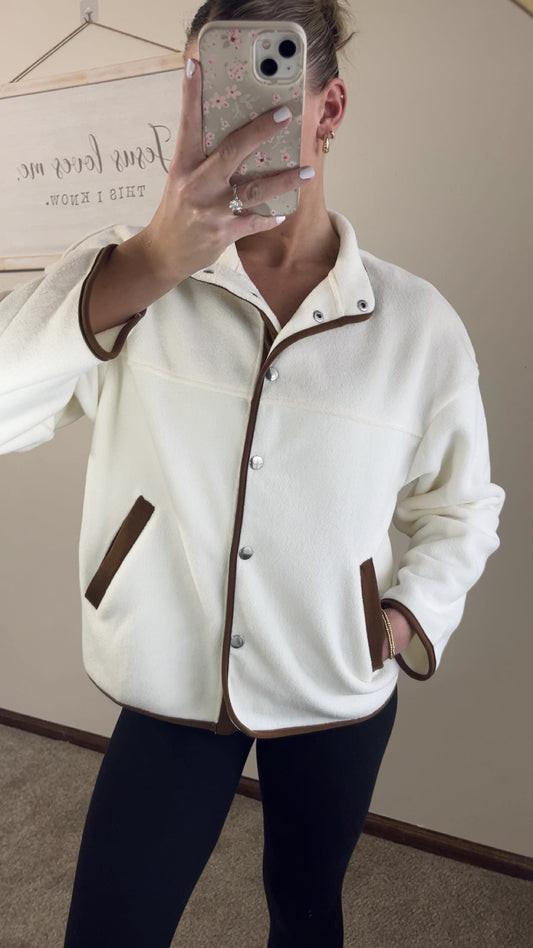 Stand Collar Button Fleece Jacket